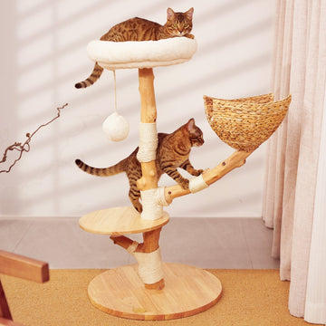 Natural Wooden Cat Tree D
